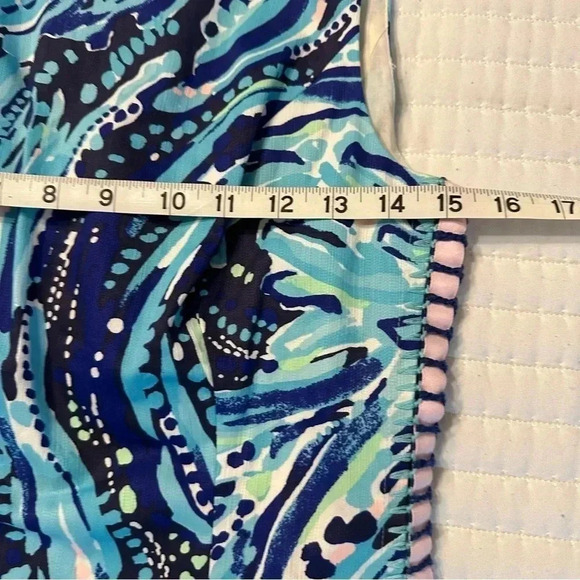 Lilly Pulitzer Womens Shift Dress Blue White Green Back Zip Sleevless Size 0(G) - Picture 7 of 13